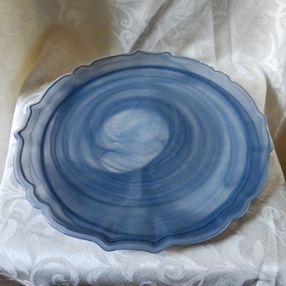 Blue Alabaster Glass Charger Dish